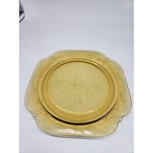 Amber Yellow Federal Glass Madrid Depression Dinner Plate 10.25"